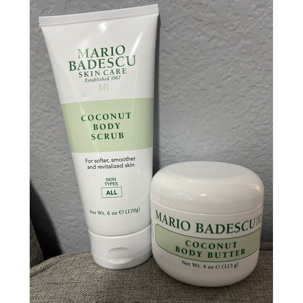 Mario Badescu Skin Care Coconut Body Scrub 6oz. And Coconut Body Butter 4 oz.